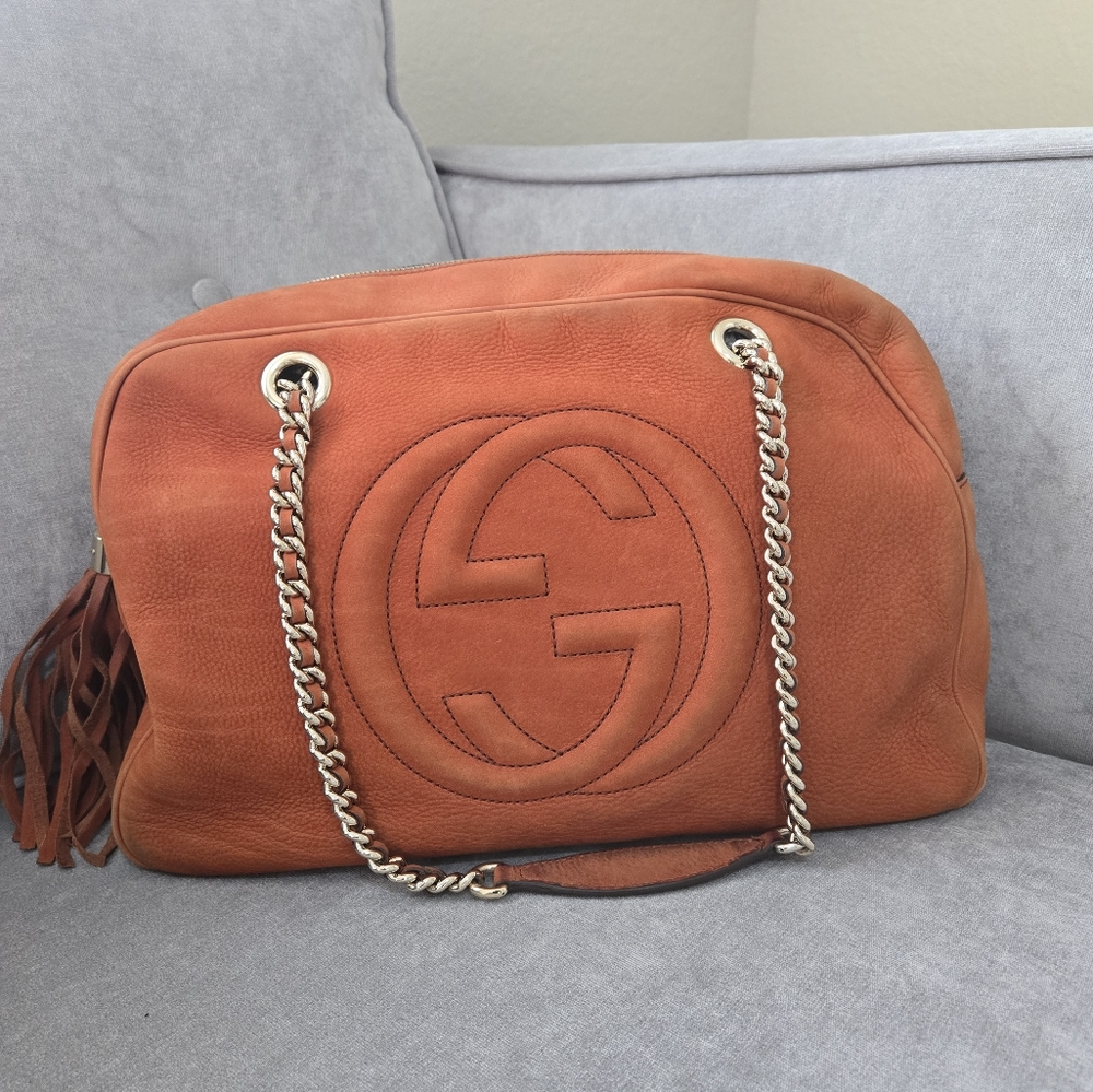 Gucci Burnt Orange Soho Suede Leather Shoulder Bag